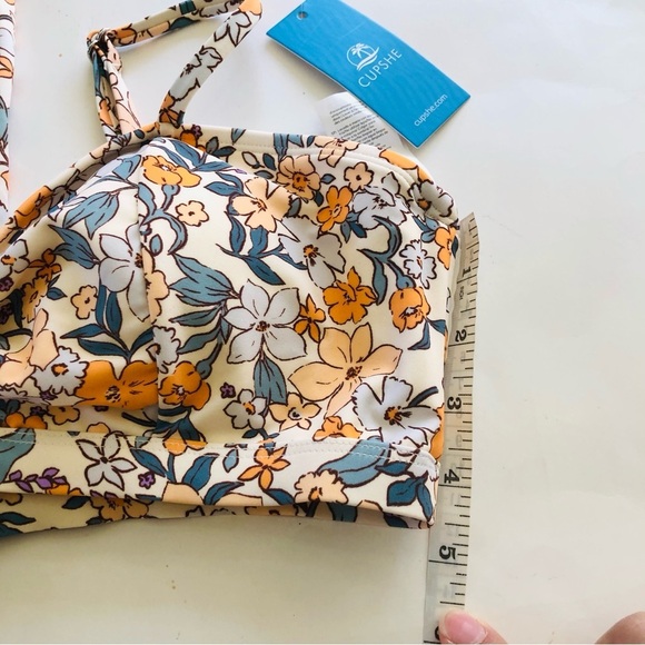 CUPSHE Ditsy Floral knotted Cutout Back Hook Closure High-Waisted Bikini Set M/L - Picture 10 of 16